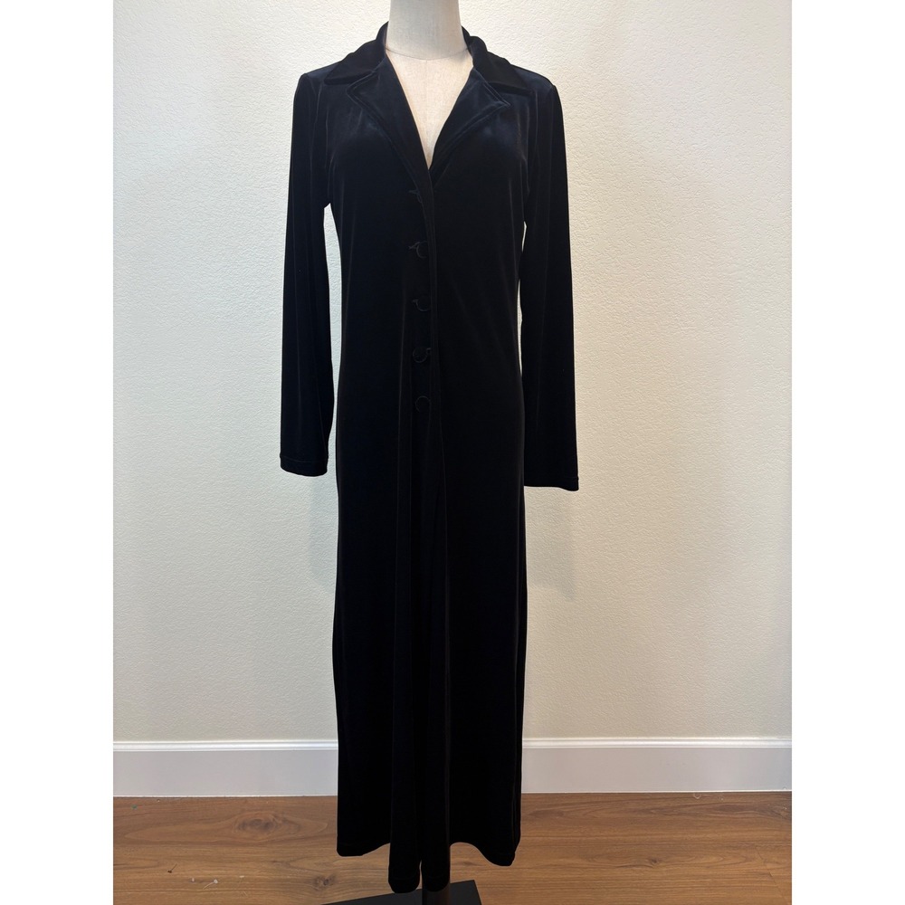 Cabi Velvet long coat Duster Dress S Button whimsigoth Romantic Minimalist Vamp